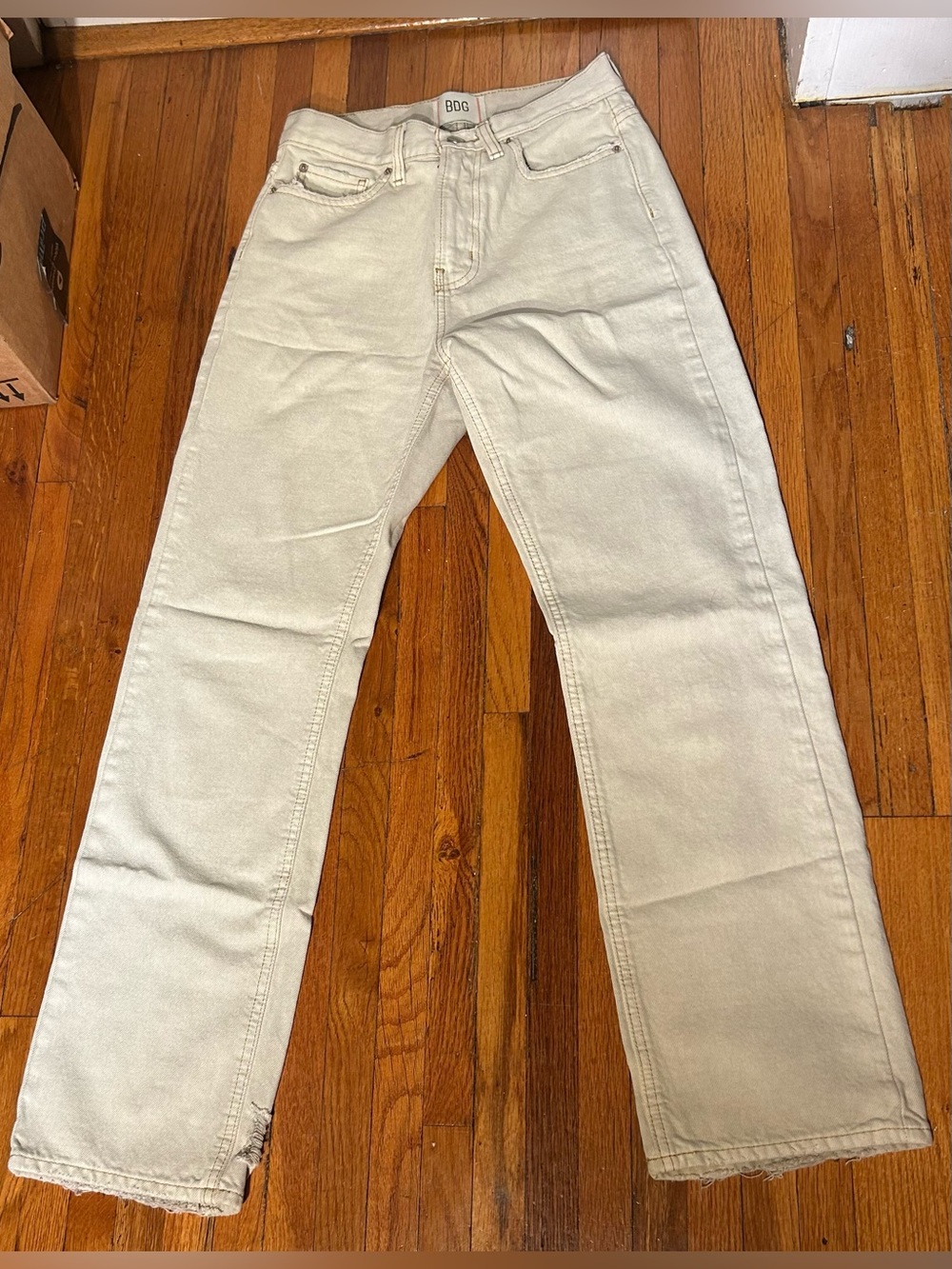 BDG Straight Leg Jeans in Light Cream